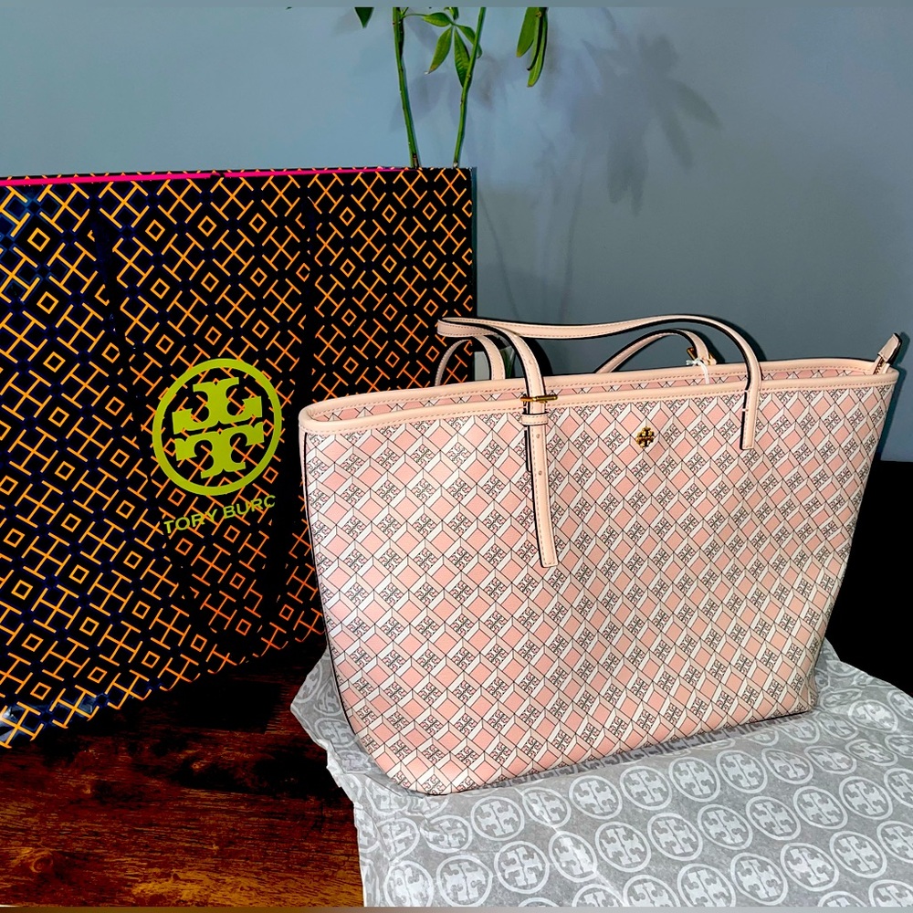 Tory Burch Women's Geo Logo Top Zip Tote